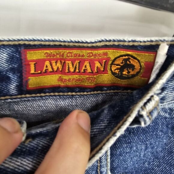 Vintage Lawman Juniors Straight Leg Mom Jeans 13 34 Buttons Medium Wash Tall Blu - Picture 6 of 8